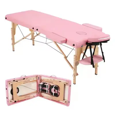 2-Section Portable Wooden Massage Table, PU Leather — wooden tables by Mars Industrial