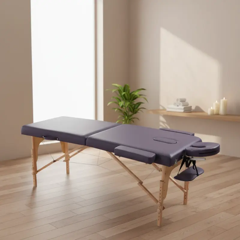 2-Section Wooden Massage Table, PVC Upholstery — wooden tables by Mars Industrial